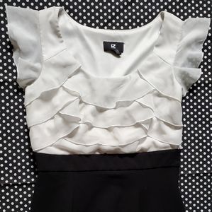 Black and White Ruffled Dress Business Casual